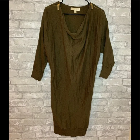 michael kors dress brown MICHAEL KORS Brown and Gold Halter Neck Embellished Maxi Dress